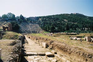 Le site archologique, au pied du chteau de Larissa